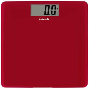Escali B200RR Glass Platform Bathroom Body Scale, Low Profile, LCD Digital Display, 440lb Capacity, Rio Red