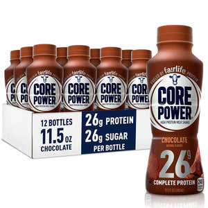 Core Power Protein Shakes (26g), Chocolate, No Artificial Sweeteners, Ready To Drink for Workout Recovery, 11.5 Fl Oz (Pack of 12)